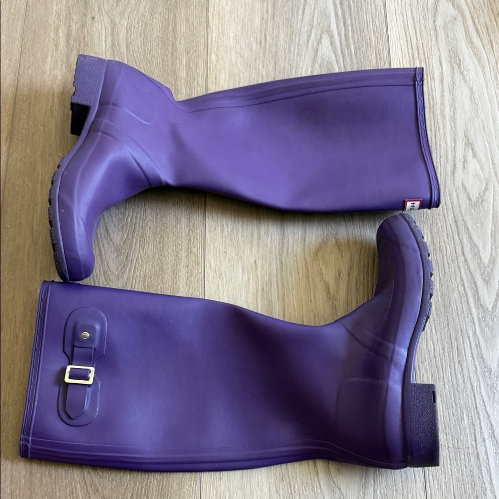 HUNTER Cavendish Blue Purple Tall Rain Boots Sz 9 - Picture 2 of 9